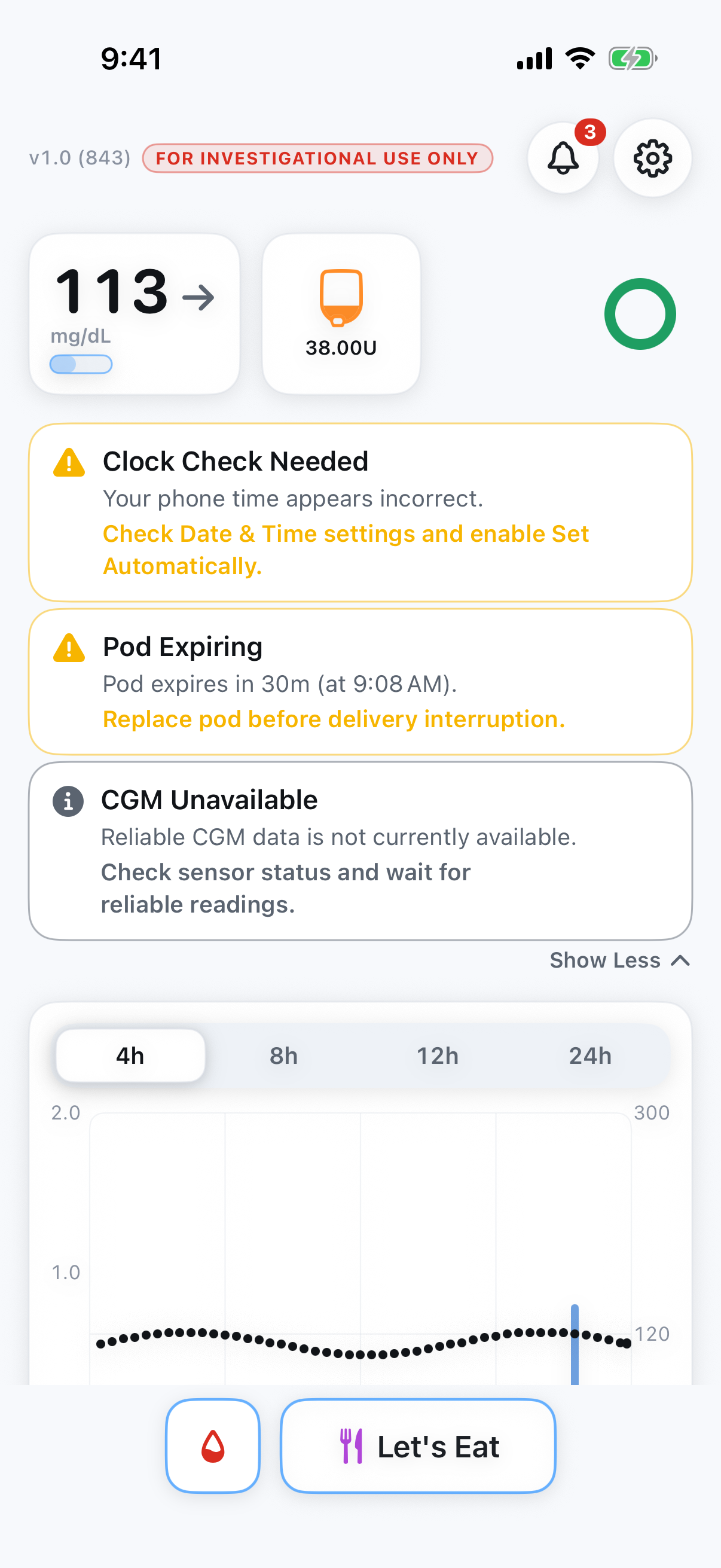Home with expanded alert stack