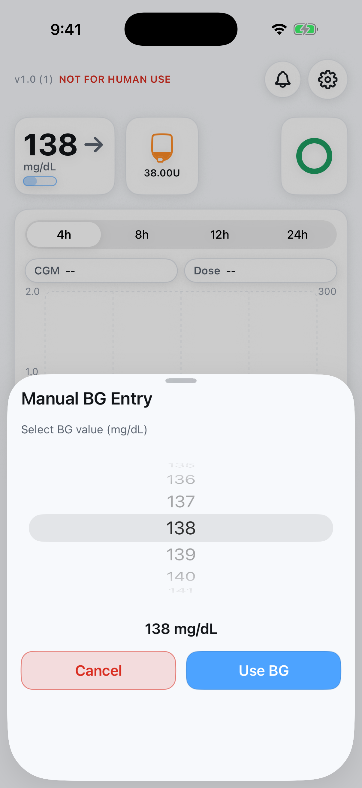 Manual BG entry sheet