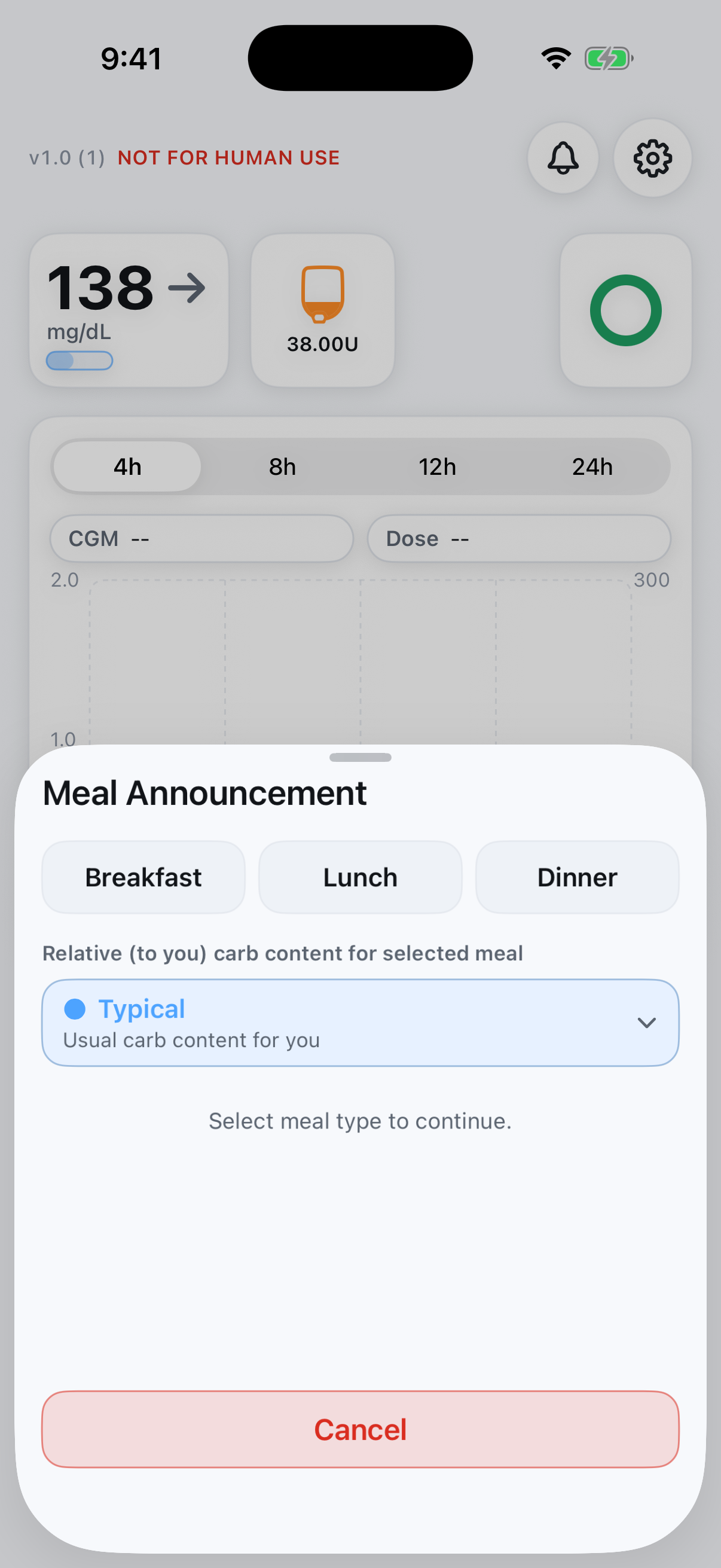 Meal announcement sheet